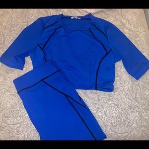 Blue track suit stretch material